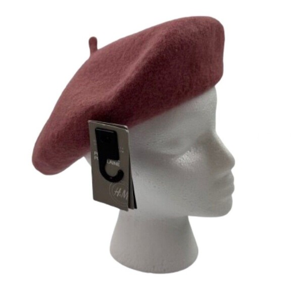 H&M Divided Pink Wool Beret Hat Pure Wool Classic French Style NWT - Picture 1 of 9